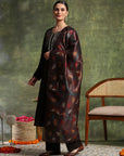 Wool Blend Embroidered Kurta Set with Silk Dupatta