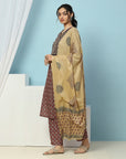 Ethnic Motif Printed Cotton Kurta Set with Sequin Detailing & Dupatta