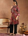 Floral Printed A-Line Modal Chanderi Kurta