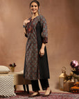 Pure Cotton Floral Kurta Set with Ari Embroidery