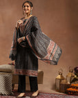 Chanderi Chevron Kurta Set with Swarovski Detailing & Dupatta