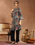 Floral Printed A-Line Modal Chanderi Kurta