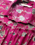 Floral Printed Straight Modal Chanderi Button-Down Shirt