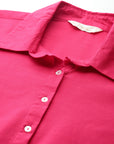 Solid Straight Cotton Button-Down Shirt