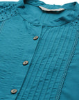 Solid A-Line Calf Length Cotton Kurta