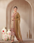 Paisley Wool Blend Kurta Set with Swarovski Detailing & Chiffon Dupatta