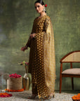 Vetican Embroidered Kurta Set with Bell Sleeves & Khadi Silk Dupatta