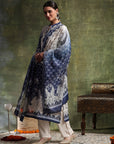 Linen Printed Kurta Set with Swarovski Detailing, Palazzo & Kotta Dupatta