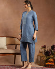Pure Cotton Straight Kurta Set with Mirror-Embroidered Palazzo