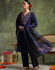 Samaira Silk Zari-Embroidered Kurta Set with Dupatta