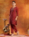 Cotton Raschel Embroidered Kurta Set with Palazzo