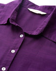 Solid Straight Cotton Button-Down Shirt