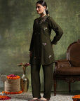 Ari Embroidered Straight Kurta Set with Bishop Sleeves & Palazzo