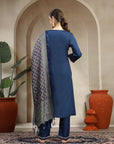 Rayon Embroidered Kurta Set with Patola Khadi Silk Dupatta