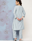Spa Cotton Co-ord Set with Tonal Embroidery & Laced Sleeve