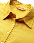 Solid Straight Cotton Button-Down Shirt