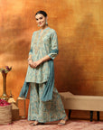 Ethnic Motif Printed Kurta with Zari Embroidery, Garara & Sequin-Laced Dupatta