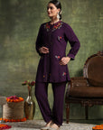 Ari Embroidered Straight Kurta Set with Bishop Sleeves & Palazzo
