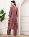 Maroon Modal Chanderi Floral Kurta Set with Palazzo