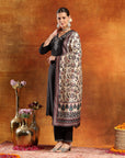 Poly Viscose Ari-Embroidered Kurta Set with Silk Dupatta