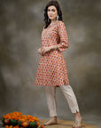 Ethnic Motif Printed A-Line Viscose Rayon Kurta