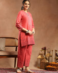 Pure Cotton Straight Kurta Set with Mirror-Embroidered Palazzo