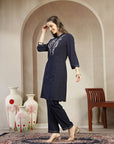 Crepe-Raschel Embroidered Kurta Set with Palazzo