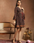 Floral Printed A-Line Poly Georgette Dress