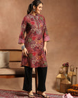 Floral Printed A-Line Modal Chanderi Kurta