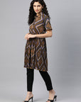 Ethnic Motif Printed Kurti with Ruffle Sleeves