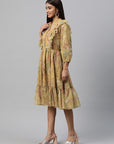 Floral Printed Fit & Flare Chiffon Knee-Length Dress