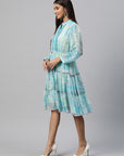 Floral Printed Chiffon Fit & Flare Midi Dress