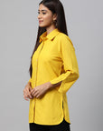 Solid Straight Cotton Button-Down Shirt
