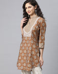 Ethnic Motif Printed Straight Modal Chanderi Kurti
