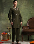 Ari Embroidered Straight Kurta Set with Bishop Sleeves & Palazzo