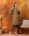 Rayon Kurti & Palazzo Co-Ord Set with Embroidered Yoke