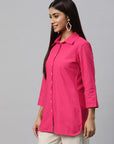 Solid Straight Cotton Button-Down Shirt