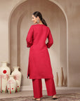Zari-Embroidered Poly Viscose Kurta Set with Palazzo
