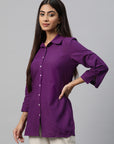 Solid Straight Cotton Button-Down Shirt