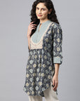 Ethnic Motif Printed Straight Modal Chanderi Kurti