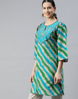 Striped Straight Above Knee Modal Chanderi Kurti