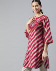 Striped Straight Above Knee Modal Chanderi Kurti
