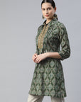 Ethnic Motif Printed Modal Chanderi High-Low Kurti