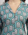 Ethnic Motif Printed A-Line Viscose Rayon Kurta with Shirt Collar