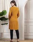 Solid Straight Viscose Rayon Kurta with Embroidery