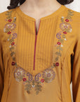 Solid Straight Viscose Rayon Kurta with Embroidery