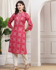 Ethnic Motif Printed Straight Modal Chanderi Kurta