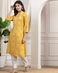 Ethnic Motif Printed Straight Modal Chanderi Kurta