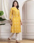 Ethnic Motif Printed Straight Modal Chanderi Kurta