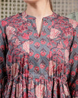 Floral Printed Cotton Cambric Flared Dress